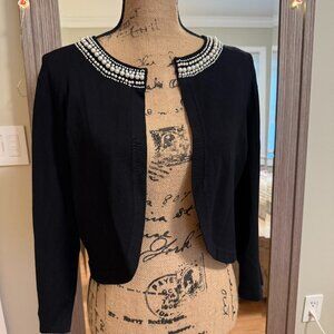Black Pearl-Embellished Cardigan – Size M
